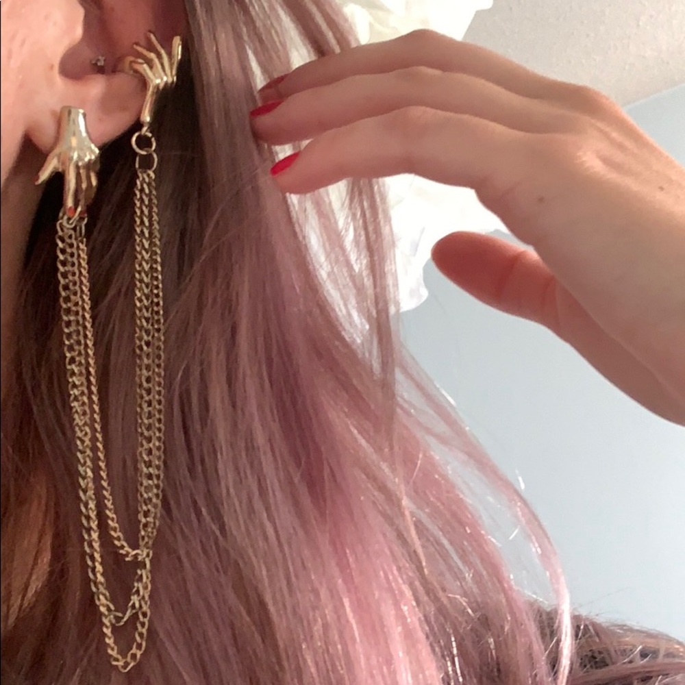 FREE‼️Long Gold Chain Earring + Cuff